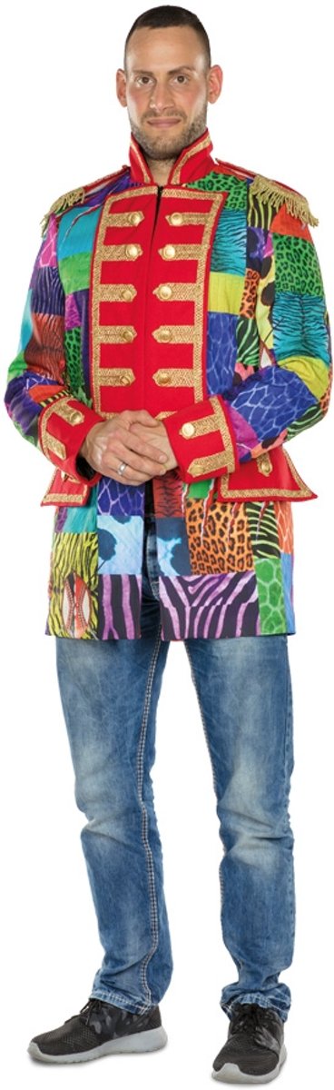 Circus Kostuum | Patchwork Jas Dompteur Afrika Man | Maat 48 | Carnaval kostuum | Verkleedkleding